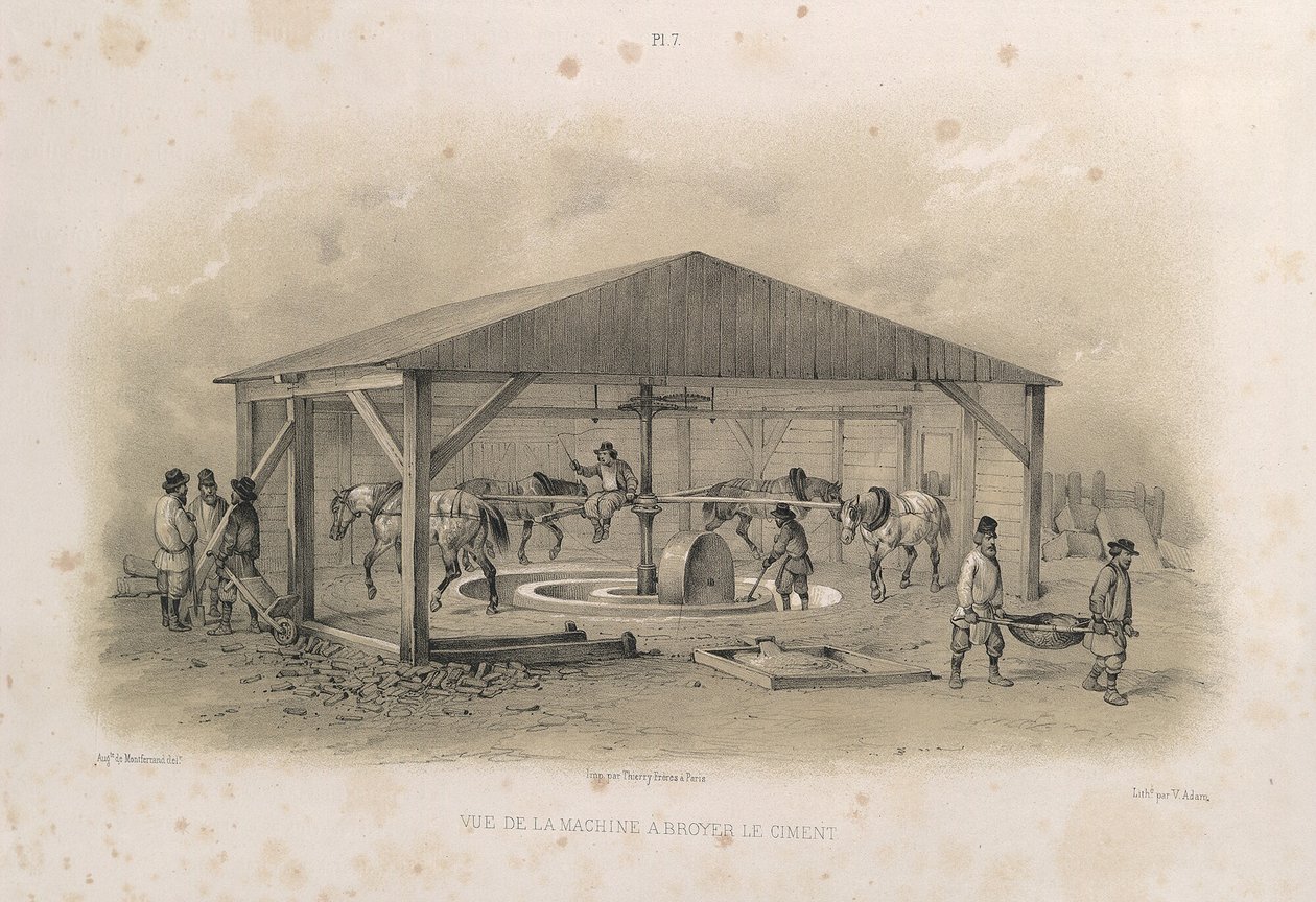 Cementproductie uit: De bouw van de Sint-Isaacskathedraal, 1845 door Auguste de Montferrand