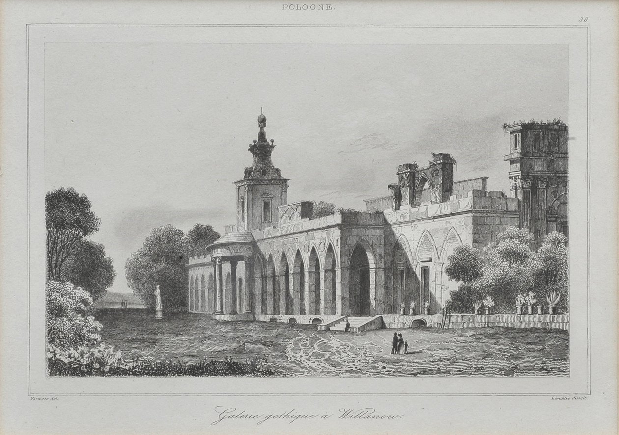 Uitzicht op de Gotische Galerij in het Wilanów-paleis, 1840 door Augustin François Lemaiand#770tre