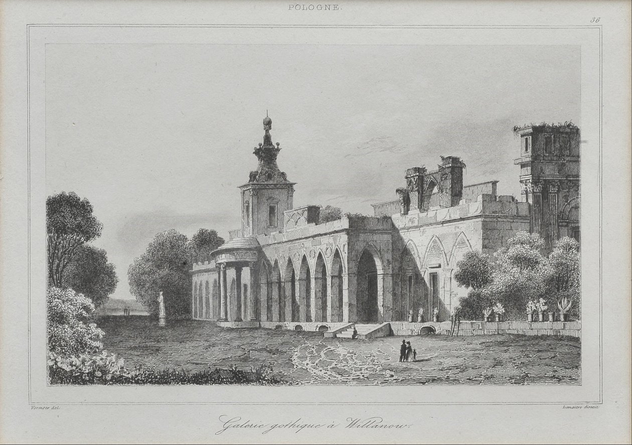 Uitzicht op de Gotische Galerij in het Wilanów Paleis door Augustin François Lemaitre