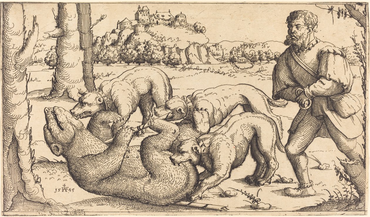 Berenjacht door Augustin Hirschvogel