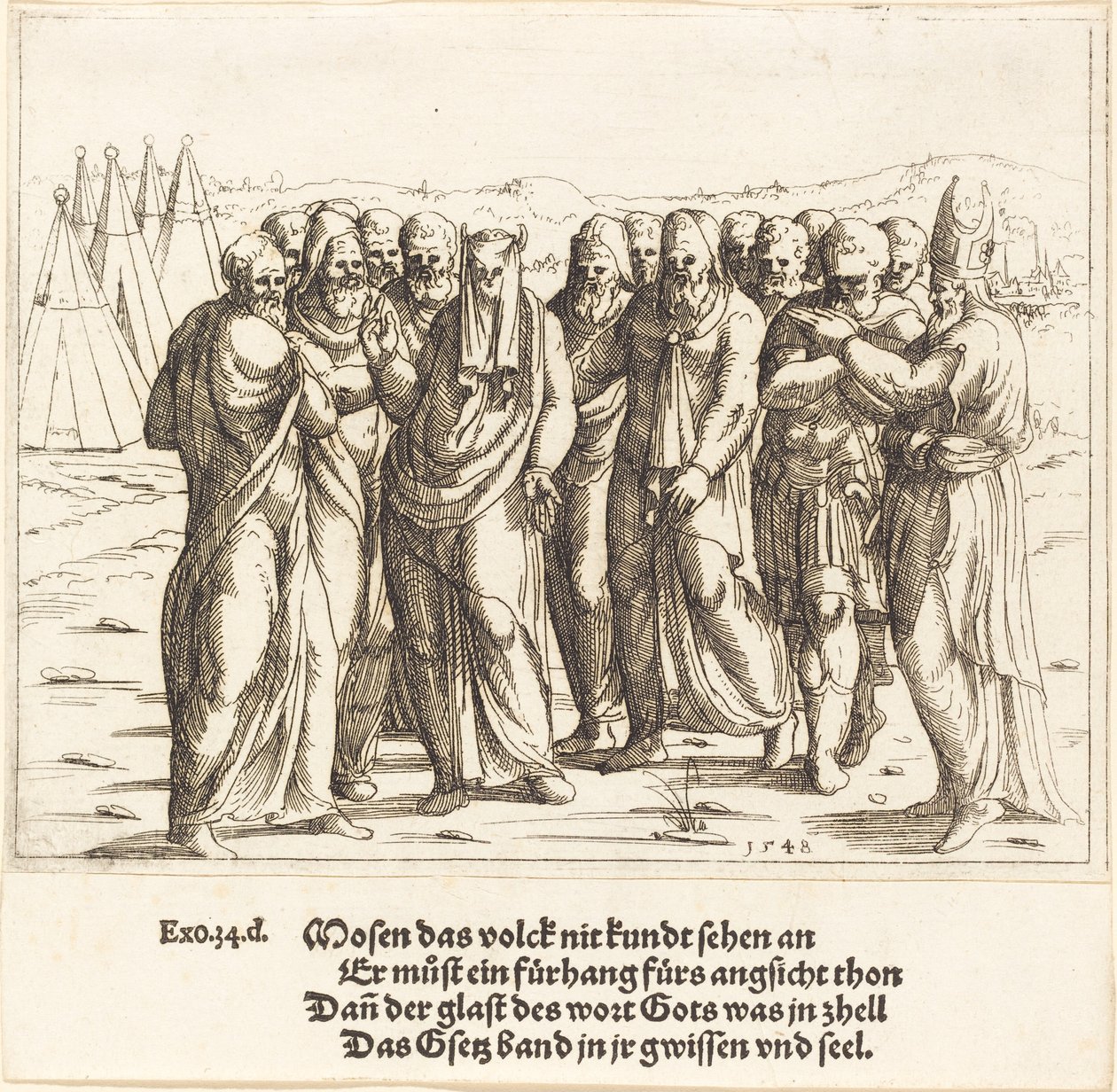 Mozes Spreekt tot de Kinderen van Israël, 1548 door Augustin Hirschvogel