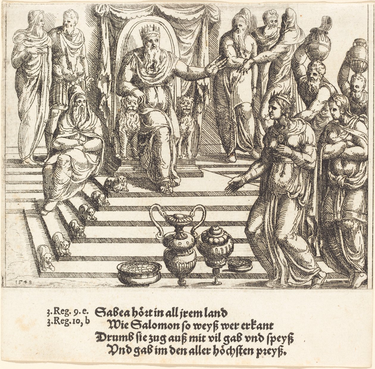 Bezoek van de koningin van Sheba aan Salomo, 1548 door Augustin Hirschvogel