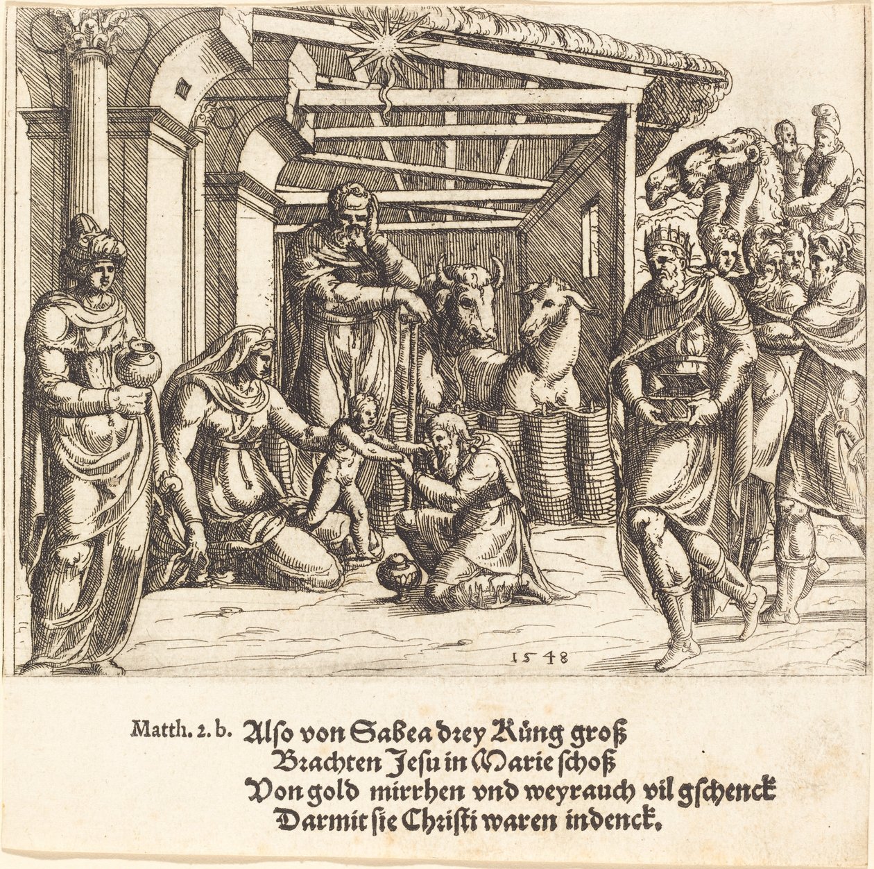 De Aanbidding der Wijzen, 1548 door Augustin Hirschvogel
