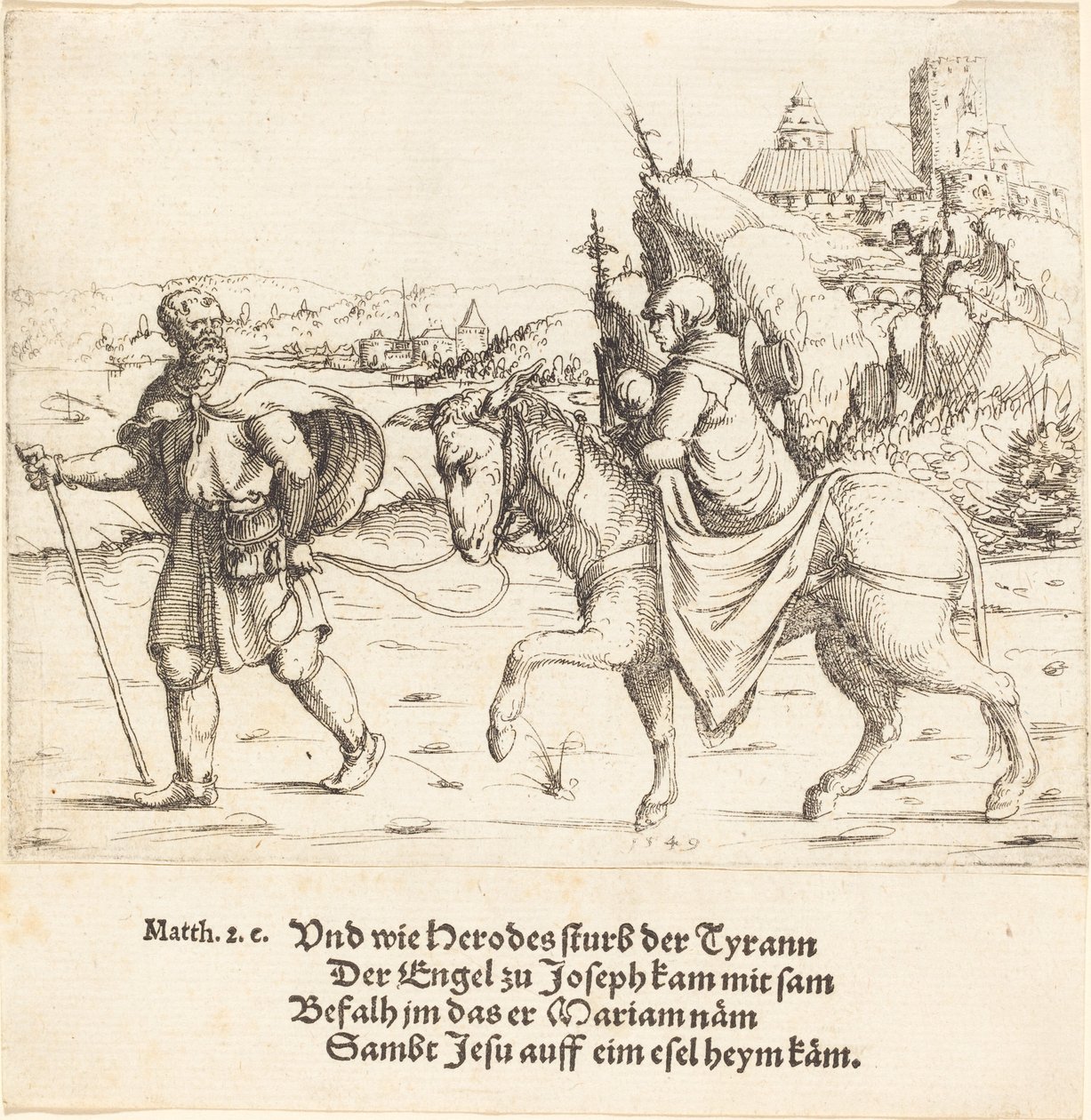 De Heilige Familie keert terug uit Egypte, 1549 door Augustin Hirschvogel