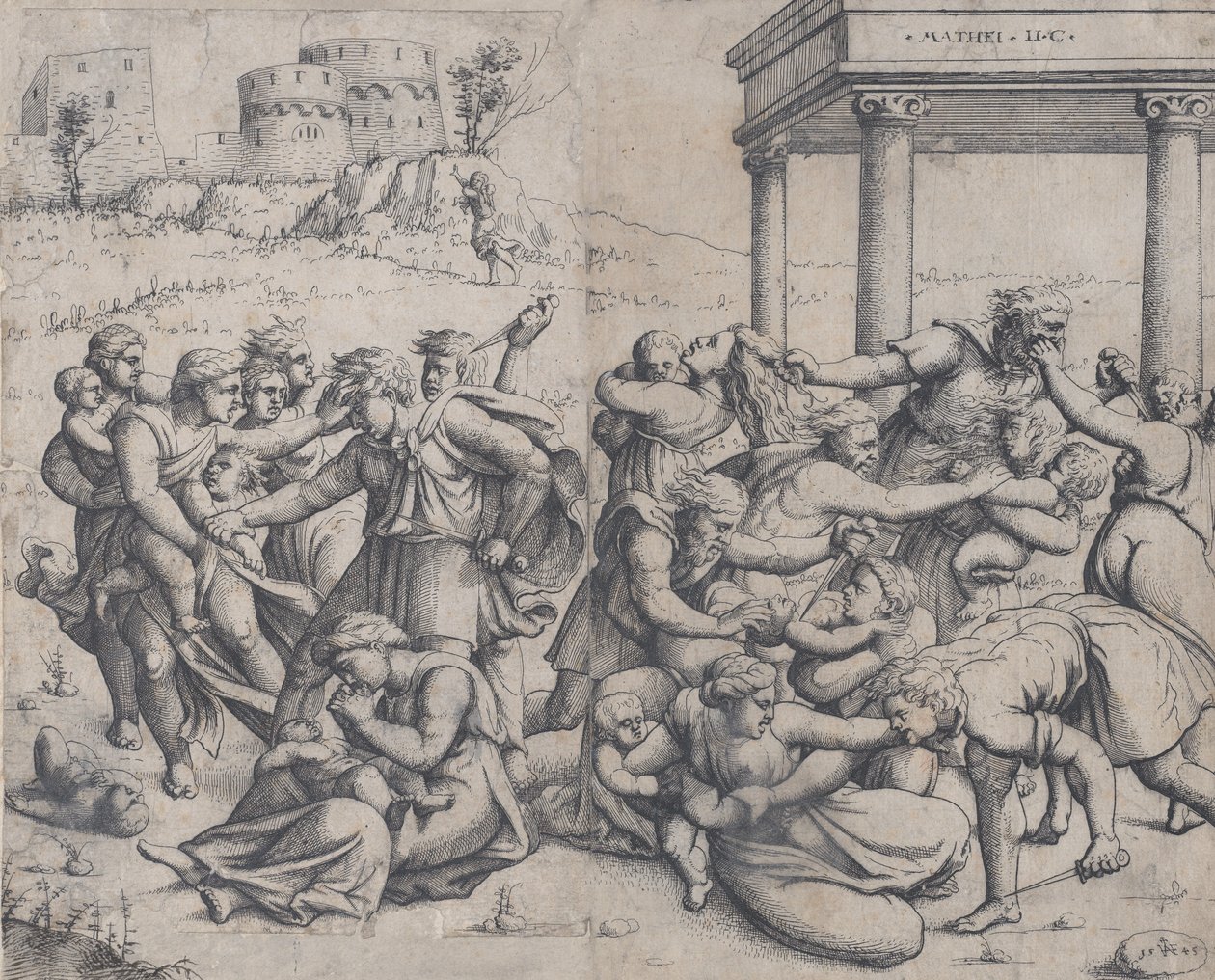 De kindermoord, 1545 door Augustin Hirschvogel