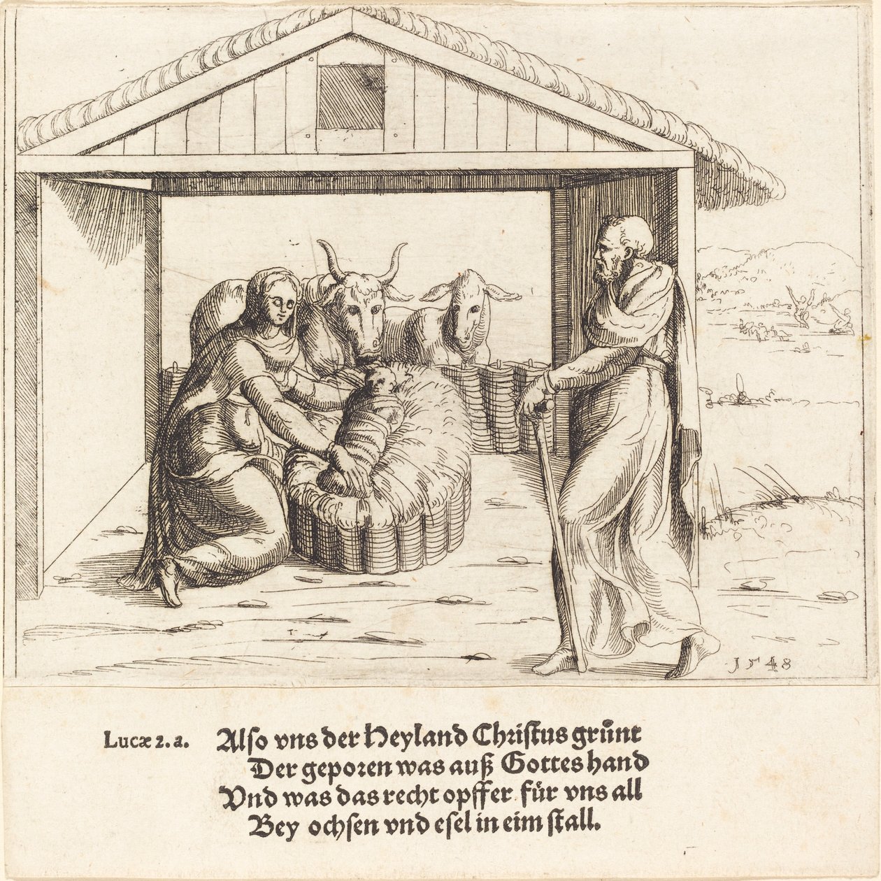 De Geboorte, 1548 door Augustin Hirschvogel