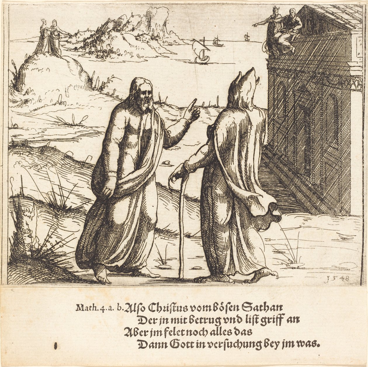 De Verzoeking van Christus, 1548 door Augustin Hirschvogel