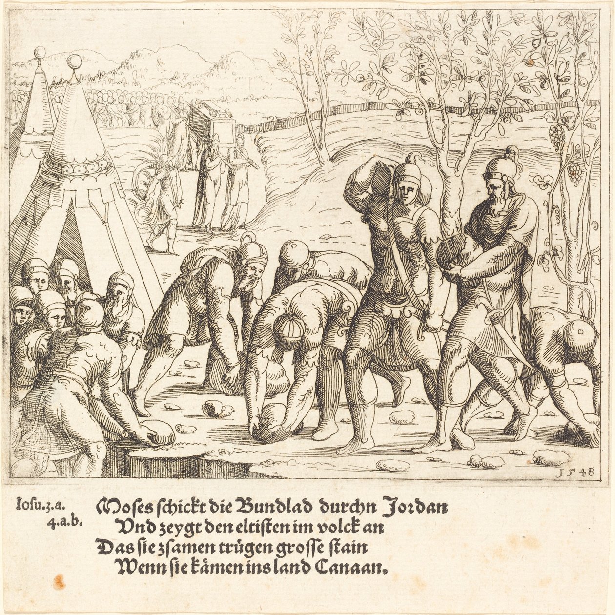 De Twaalf Stenen, en de Wateren van de Jordaan worden Gescheiden door Augustin Hirschvogel