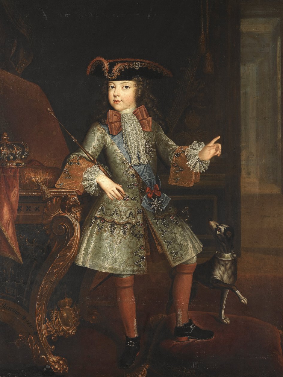 Portret van koning Lodewijk XV (1710-1774) als kind door Augustin-Oudart Justinat