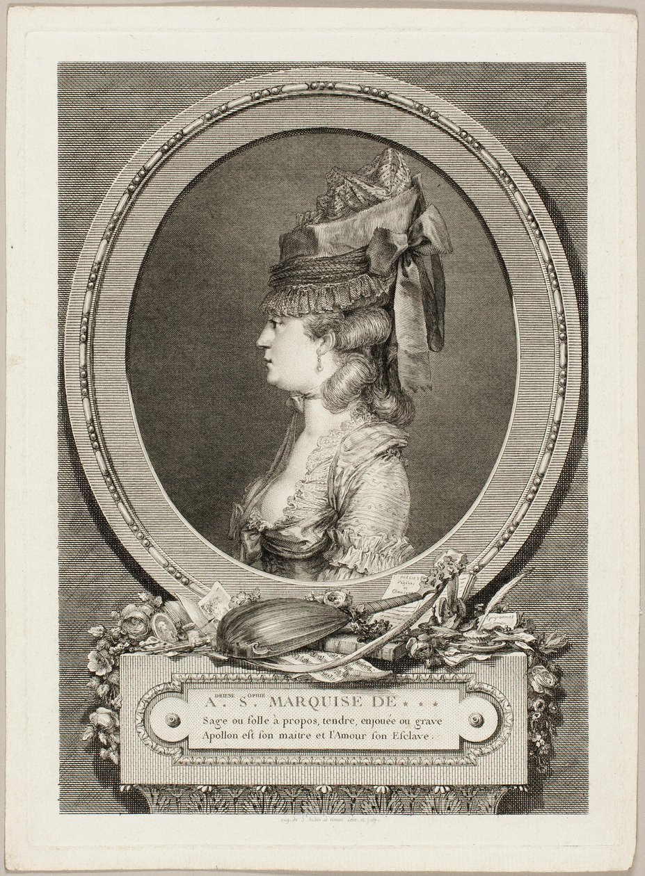 Adrienne-Sophie, markiezin van *** door Augustin de Saint-Aubin
