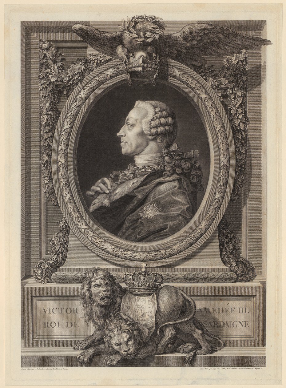 Portret van Victor Amadeus III, koning van Sardinië door Augustin de Saint-Aubin