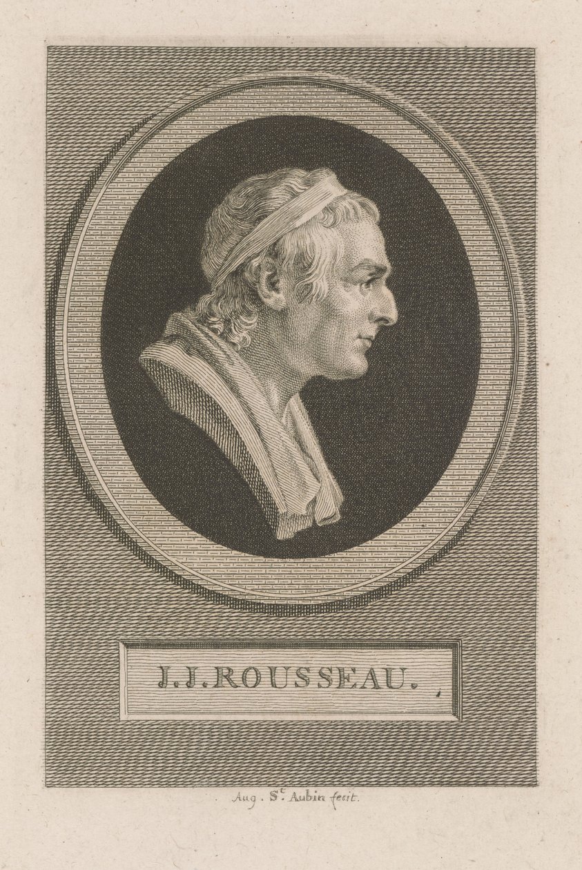 Portret van J. J. Rousseau door Augustin de Saint-Aubin