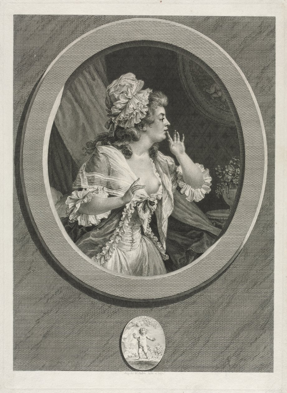 Wees tenminste discreet en je kunt op mij rekenen paar, 1789 door Augustin de Saint Aubin