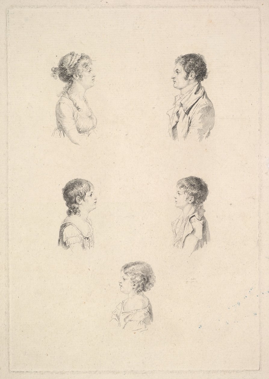 De familie Renouard, 1801 door Augustin de Saint Aubin