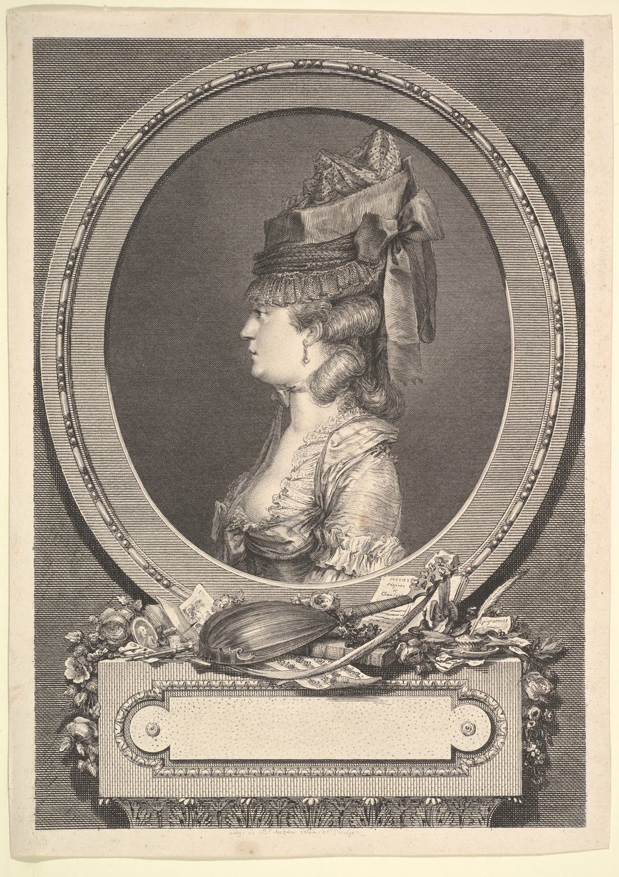 Portret van Adrienne-Sophie Markiezin de *** door Augustin de Saint Aubin