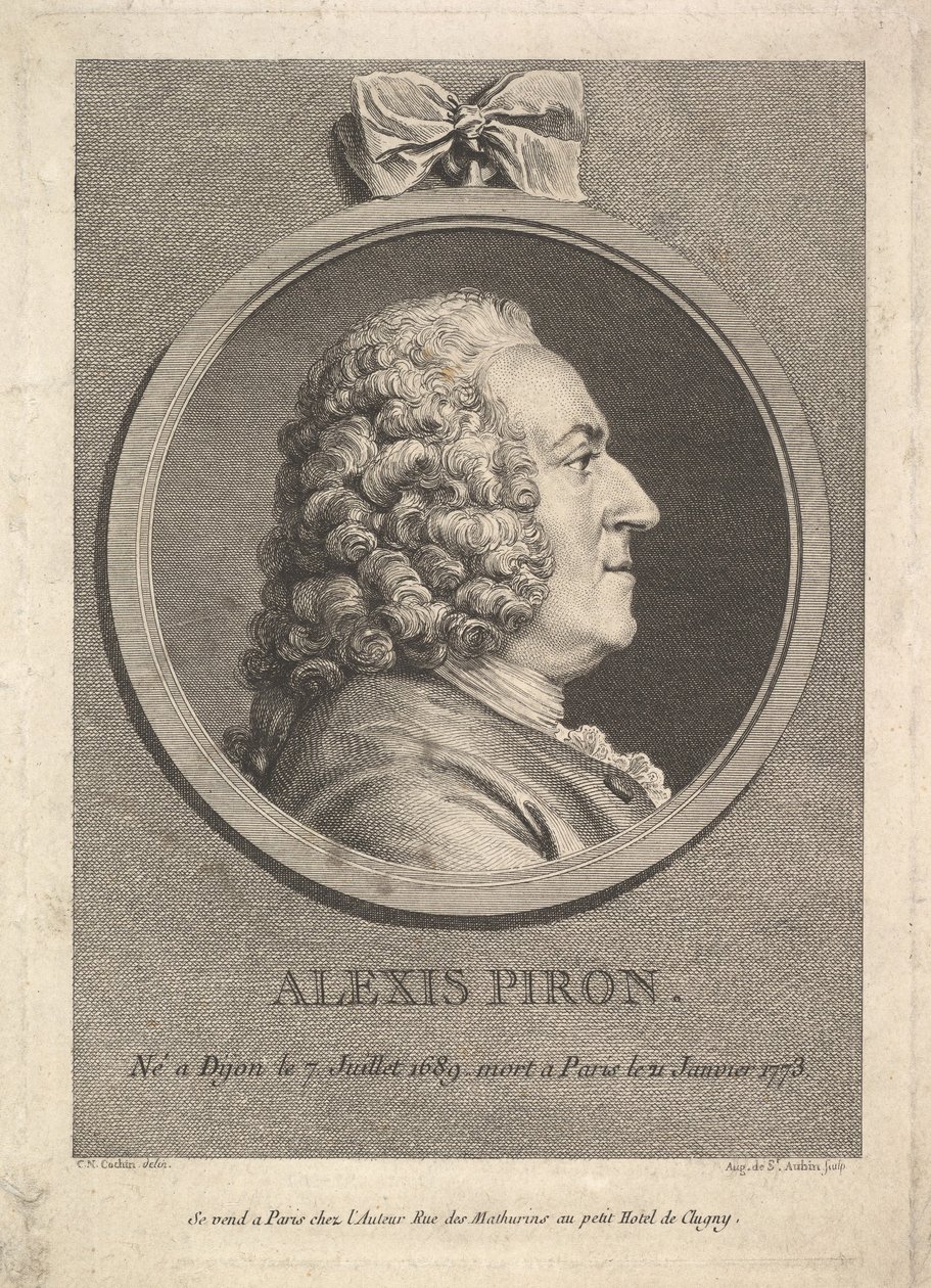 Portret van Alexis Piron, 1776 door Augustin de Saint Aubin