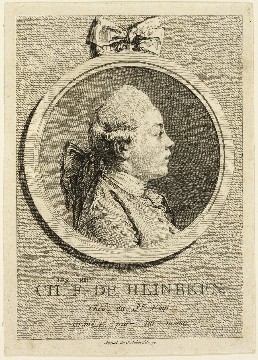 Portret van Charles Frederick de Heincken door Augustin de Saint Aubin