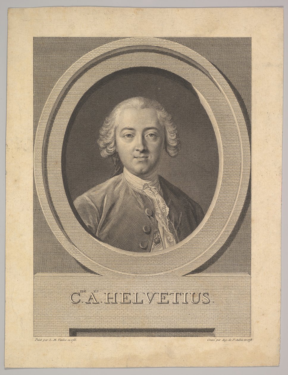 Portret van Claude Adrien Helvétius 1715-1771, 1772 door Augustin de Saint Aubin