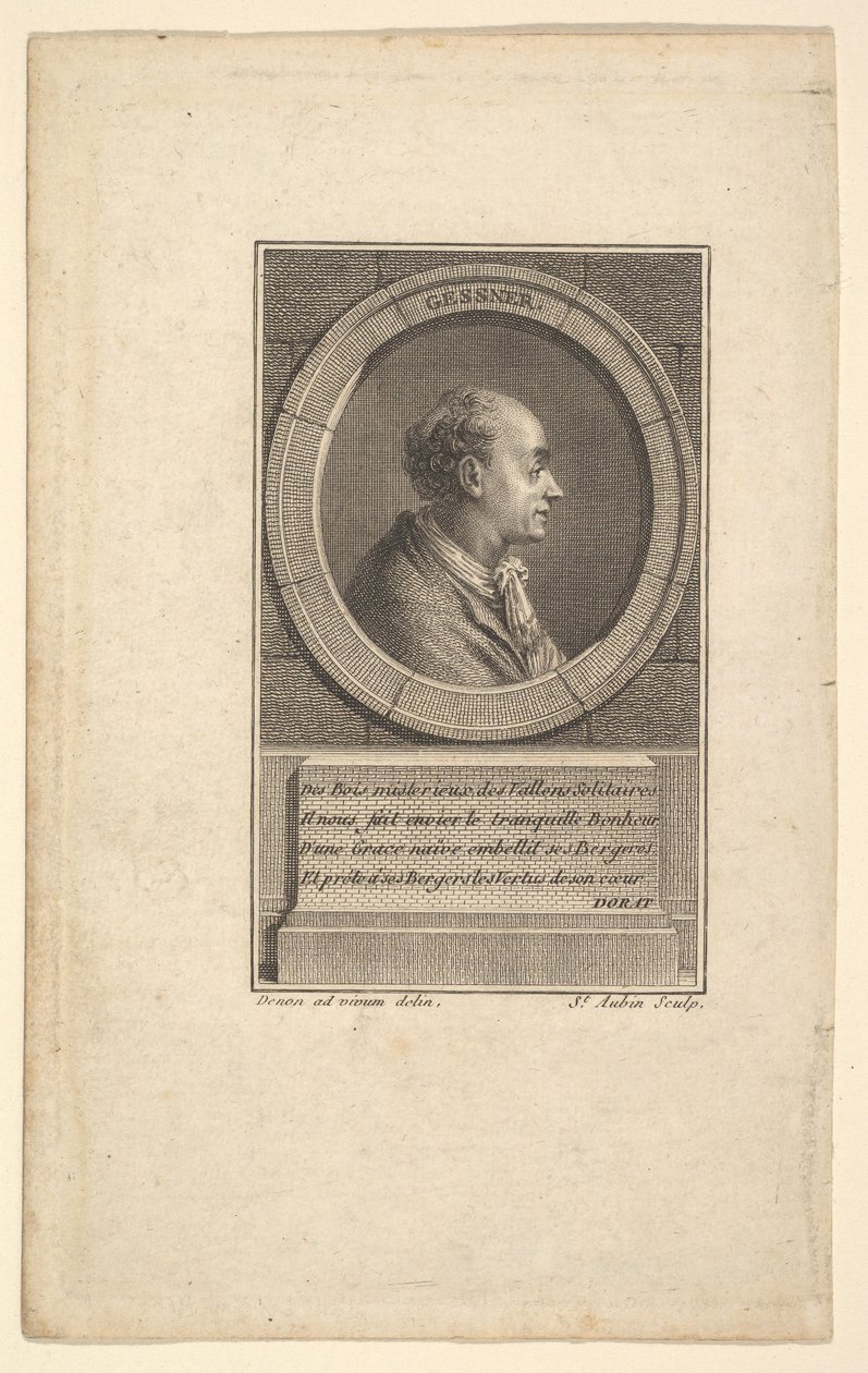 Portret van Gessner door Augustin de Saint-Aubin