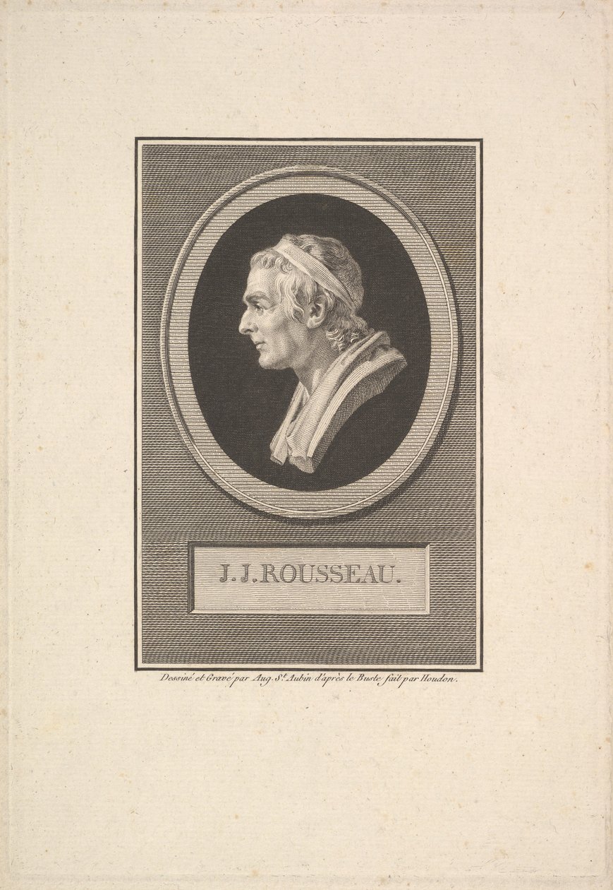 Portret van J. J. Rousseau door Augustin de Saint Aubin