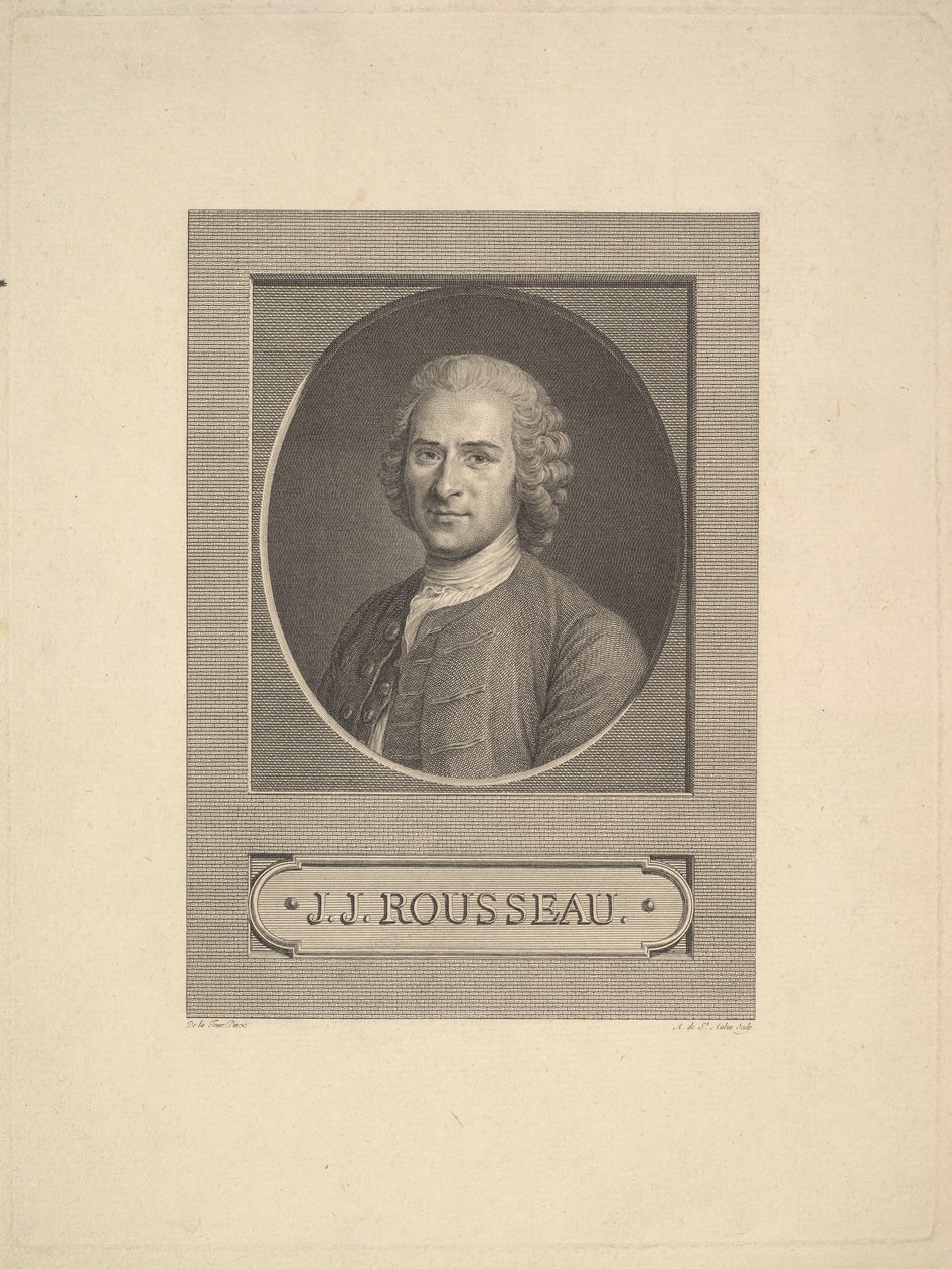 Portret van Jean-Jacques Rousseau door Augustin de Saint Aubin