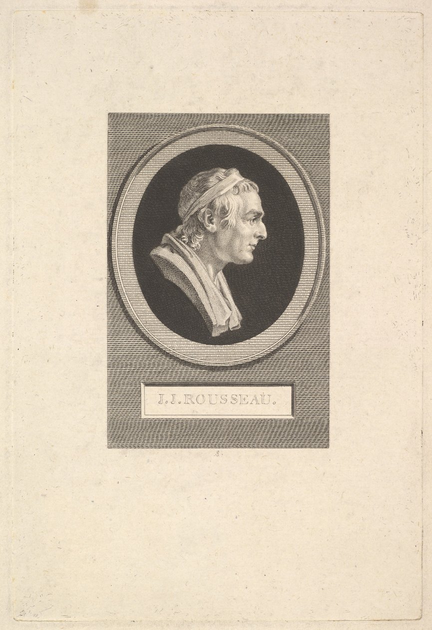 Portret van Jean-Jacques Rousseau door Augustin de Saint Aubin