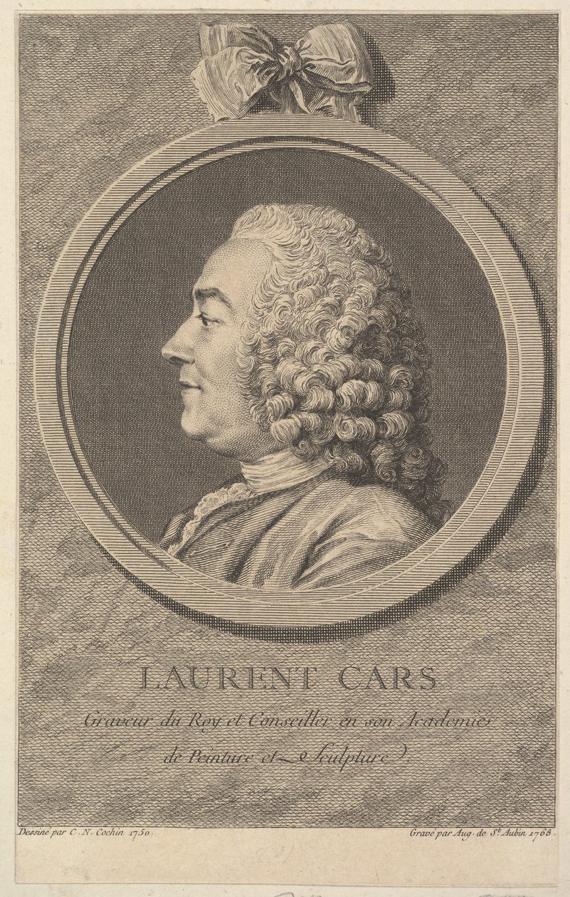 Portret van Laurent Cars door Augustin de Saint Aubin