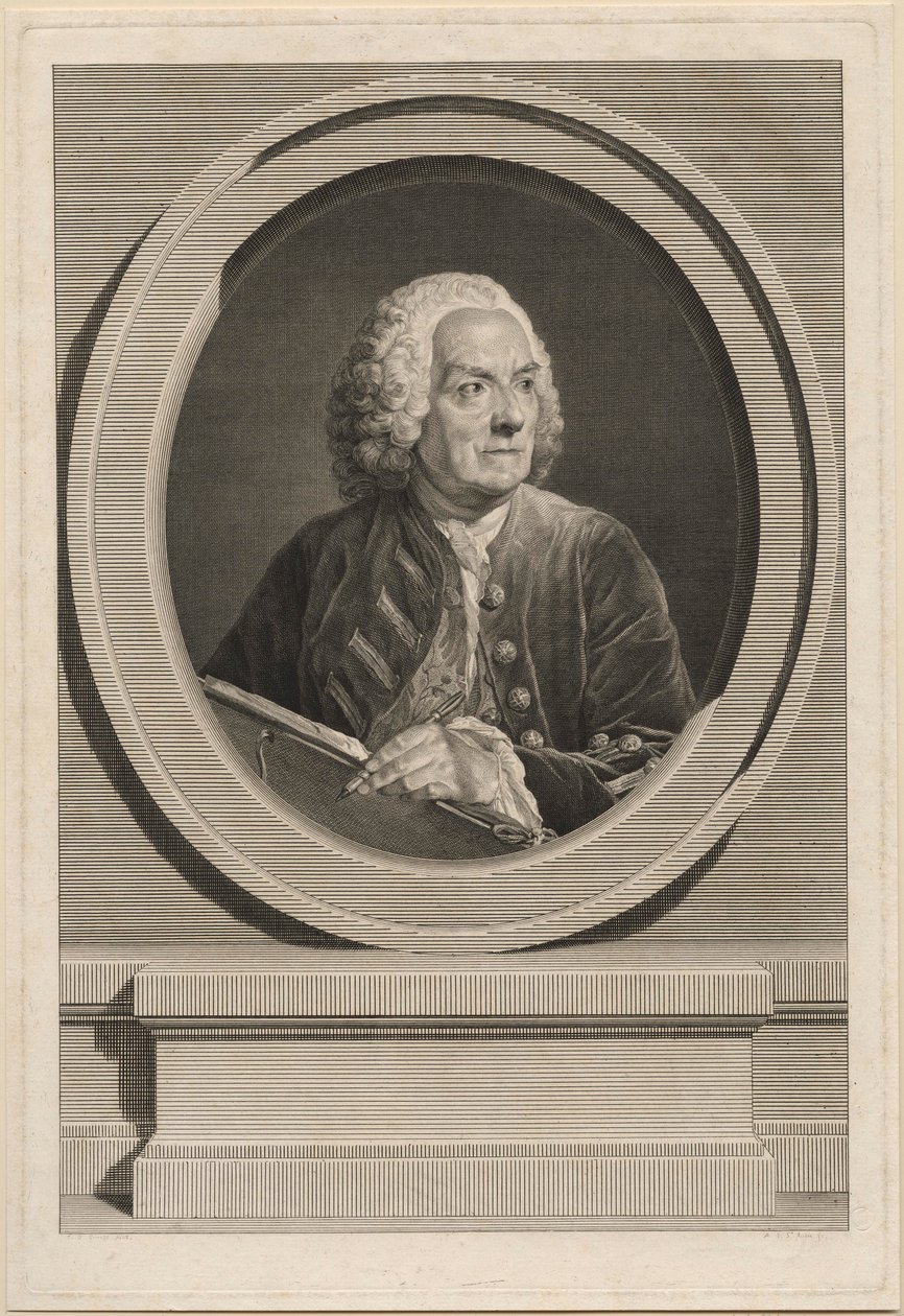 Portret van Louis de Silvestre door Augustin de Saint Aubin