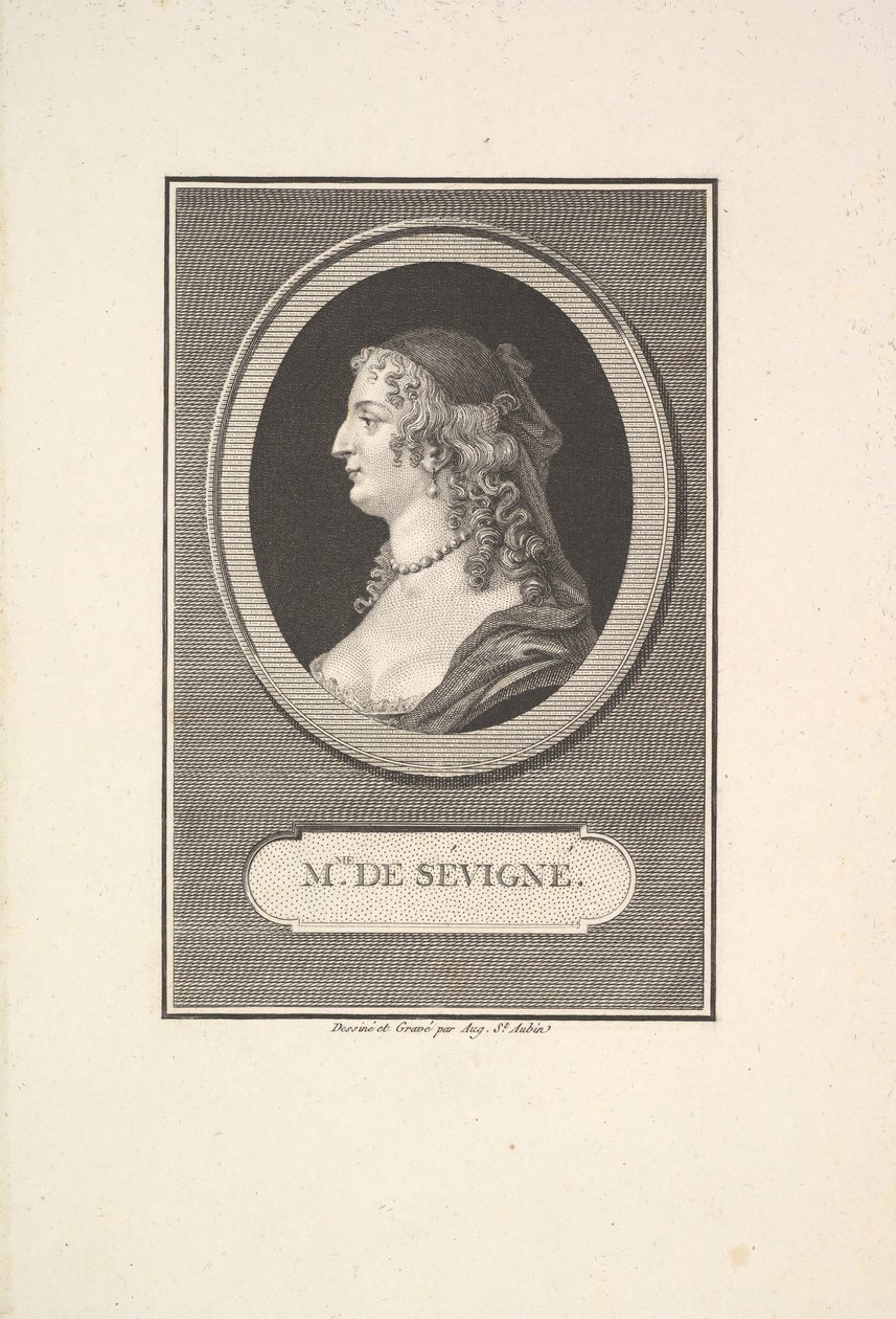Portret van Marie de Rabutin, Mise de Sévigné door Augustin de Saint Aubin