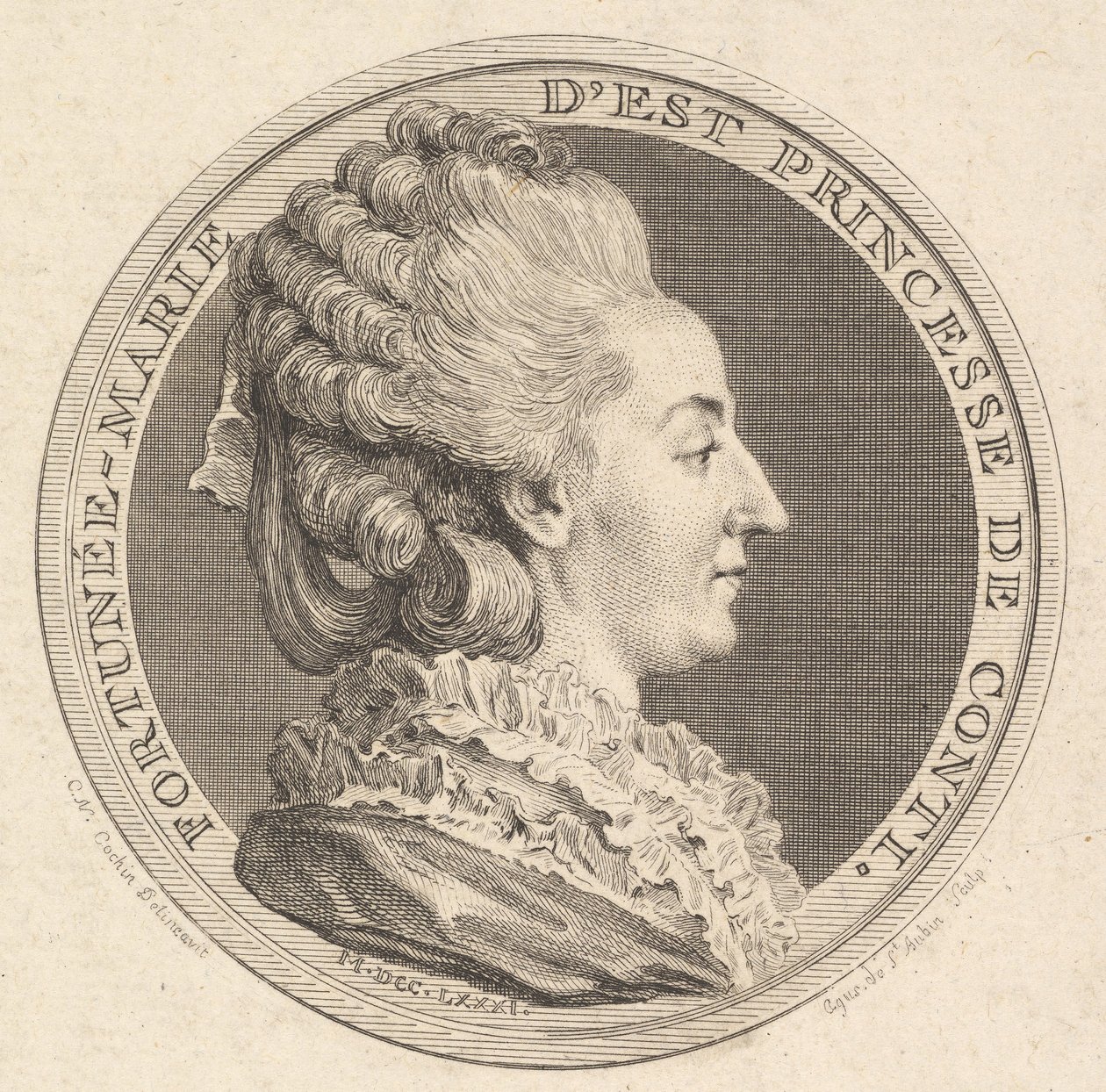 Afdruk van een Portretmedaille van Fortunée-Marie d