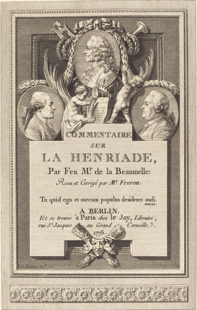 Commentaar op de Henriade door Augustin de Saint Aubin after Clément Pierre Marillier
