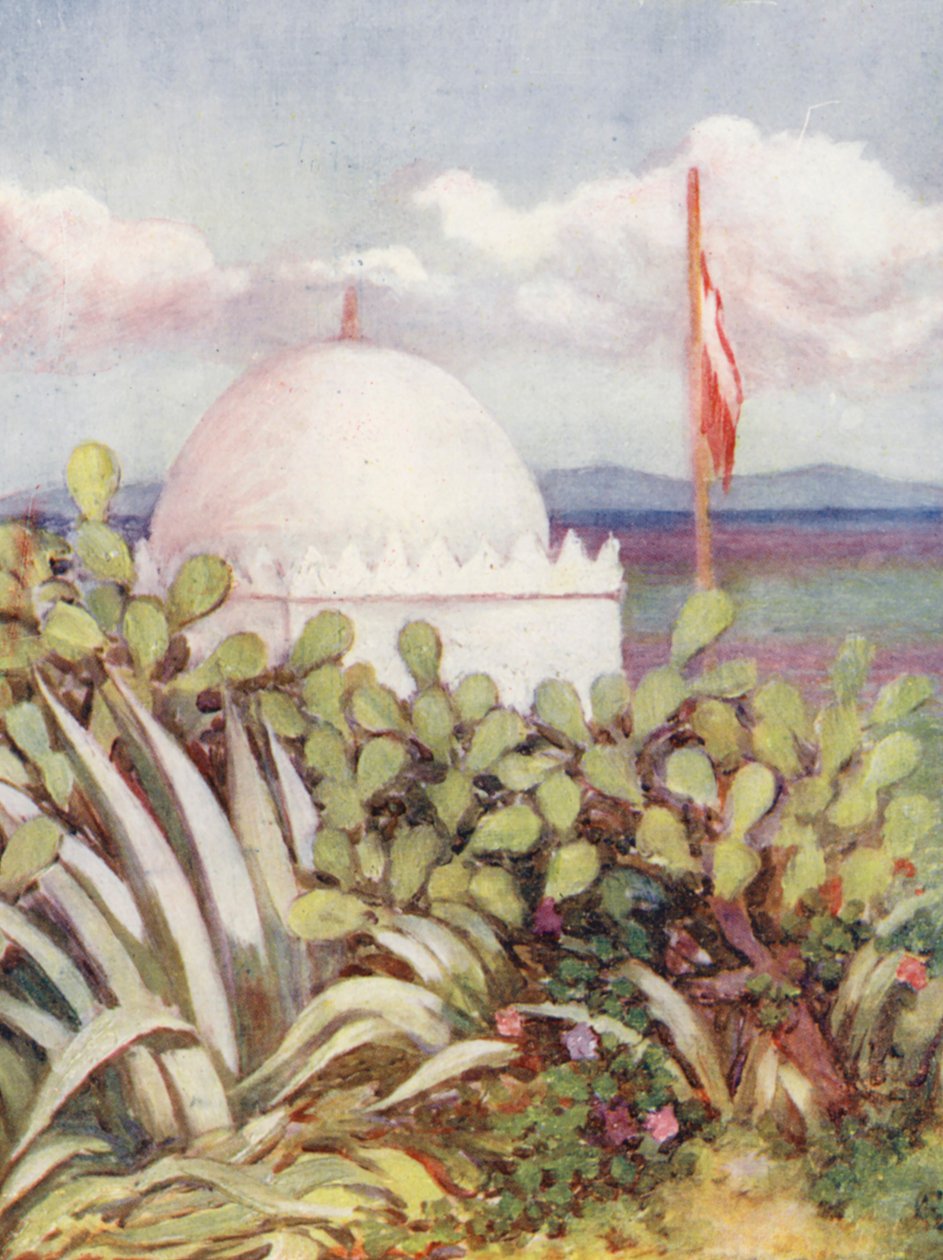 Een Marabout bij Tanger (kleurenlitho) door Augustine Fitzgerald