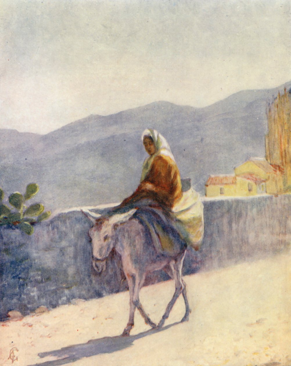 Op de hoofdweg, Ronda (kleurenlitho) door Augustine Fitzgerald