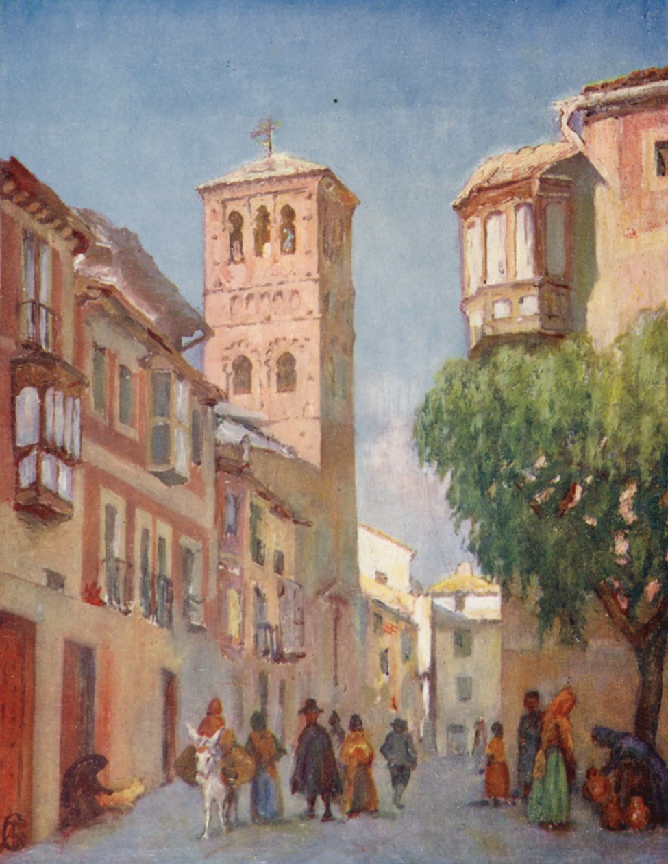 Toledo, een straatbeeld (kleurenlitho) door Augustine Fitzgerald