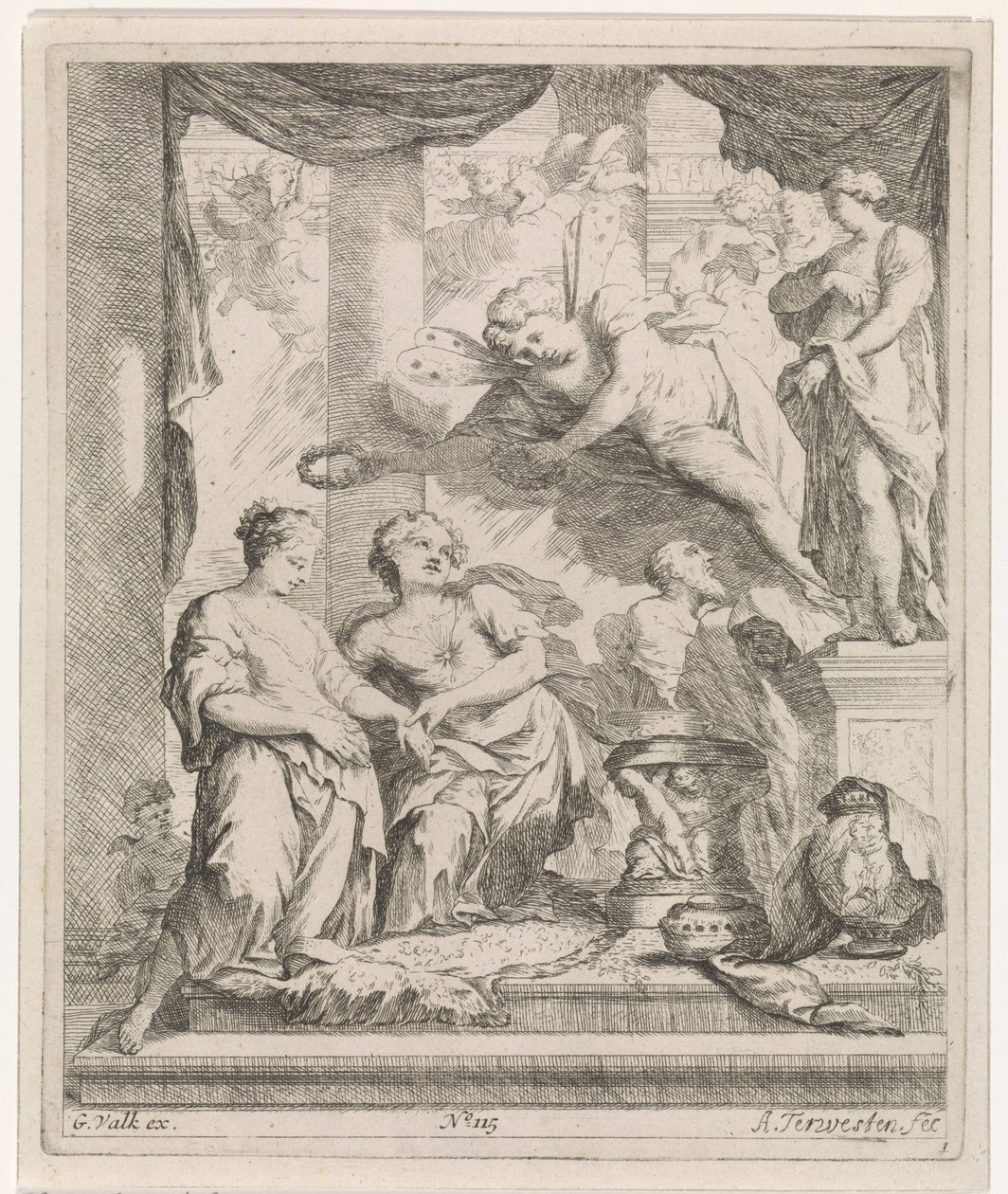 Man en vrouw voor een altaar door de liefde gekroond door Augustinus Terwesten (I)