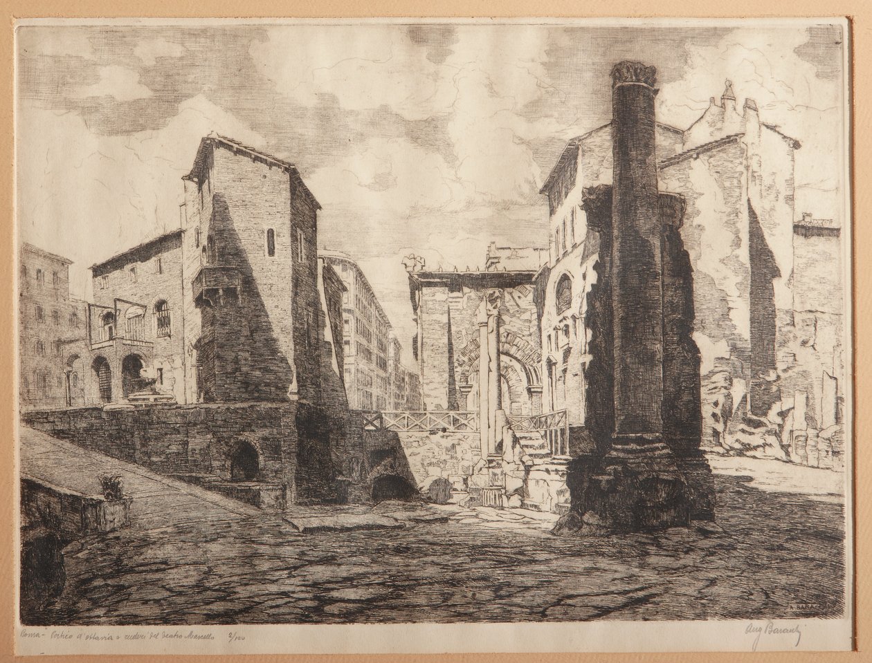 Rome, Porticus van Octaviae, en de Ruïnes van het Marcellus Theater door Augusto Baracchi
