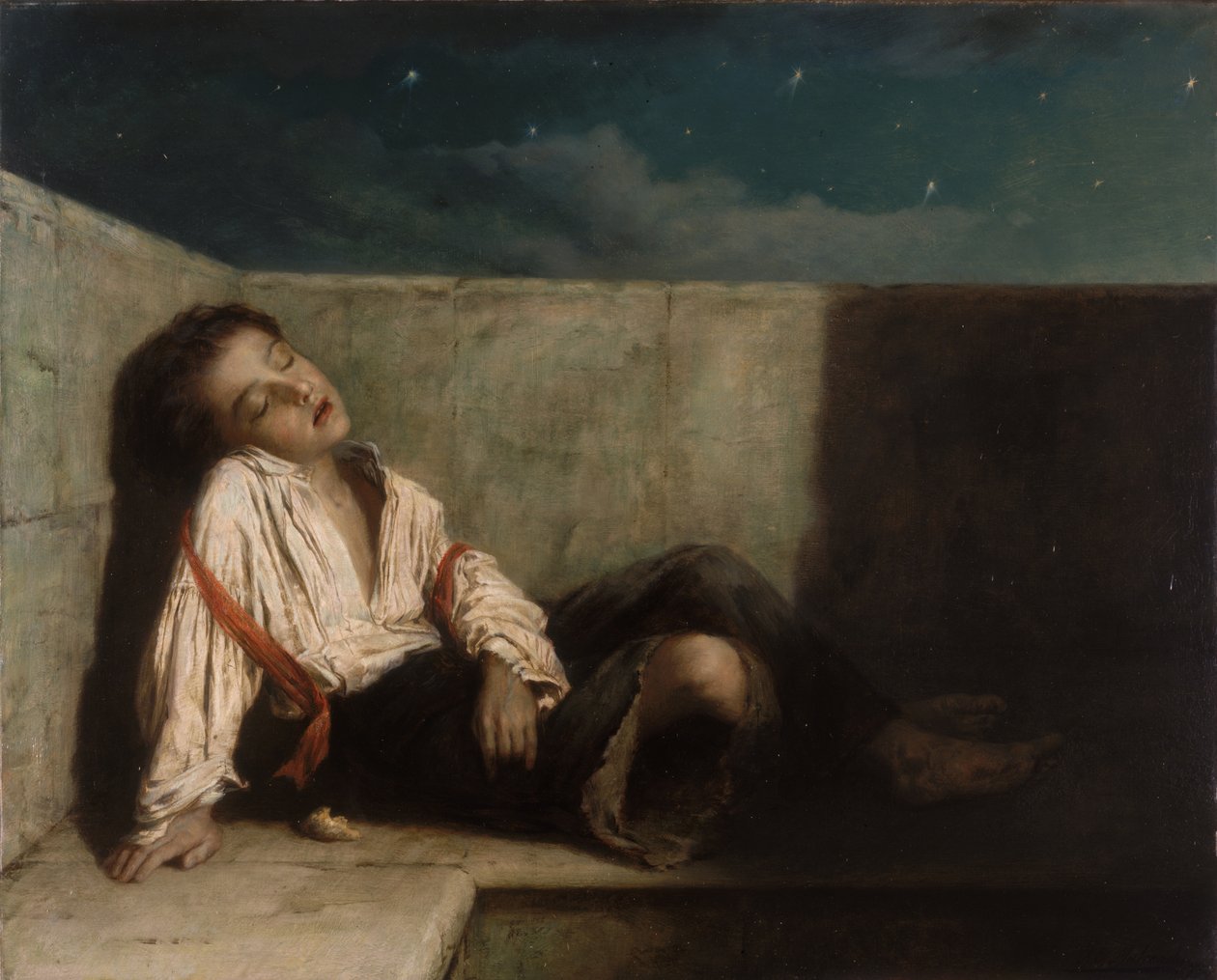 Een nis op een Londense brug, 1879 door Augustus Edward Mulready