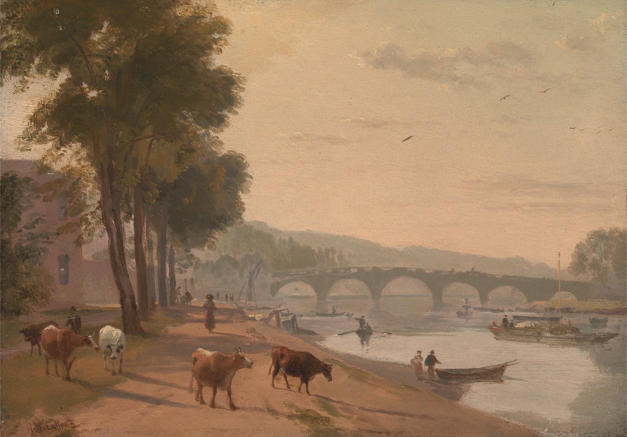 Een Uitzicht op Richmond Bridge, aan de Theems door Augustus Wall Callcott