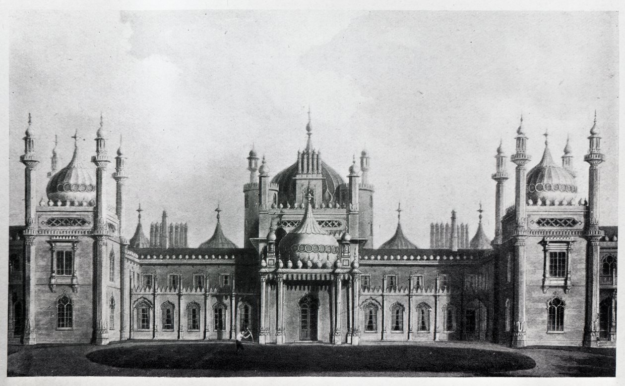 De westelijke voorgevel van het Brighton Pavilion door Augustus Welby Northmore Pugin