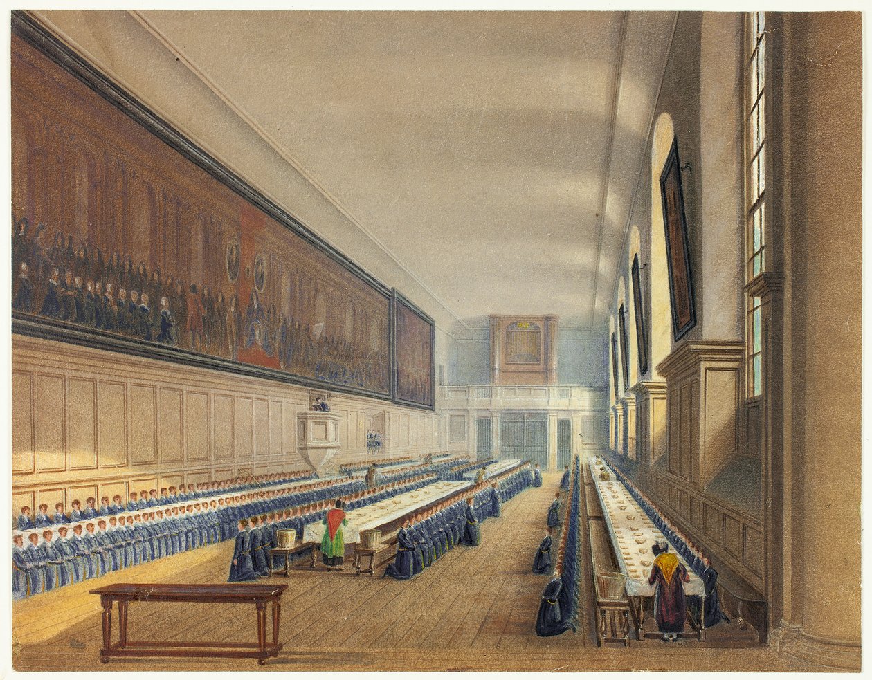 Zaal van het Christus ziekenhuis door Augustus Charles Pugin