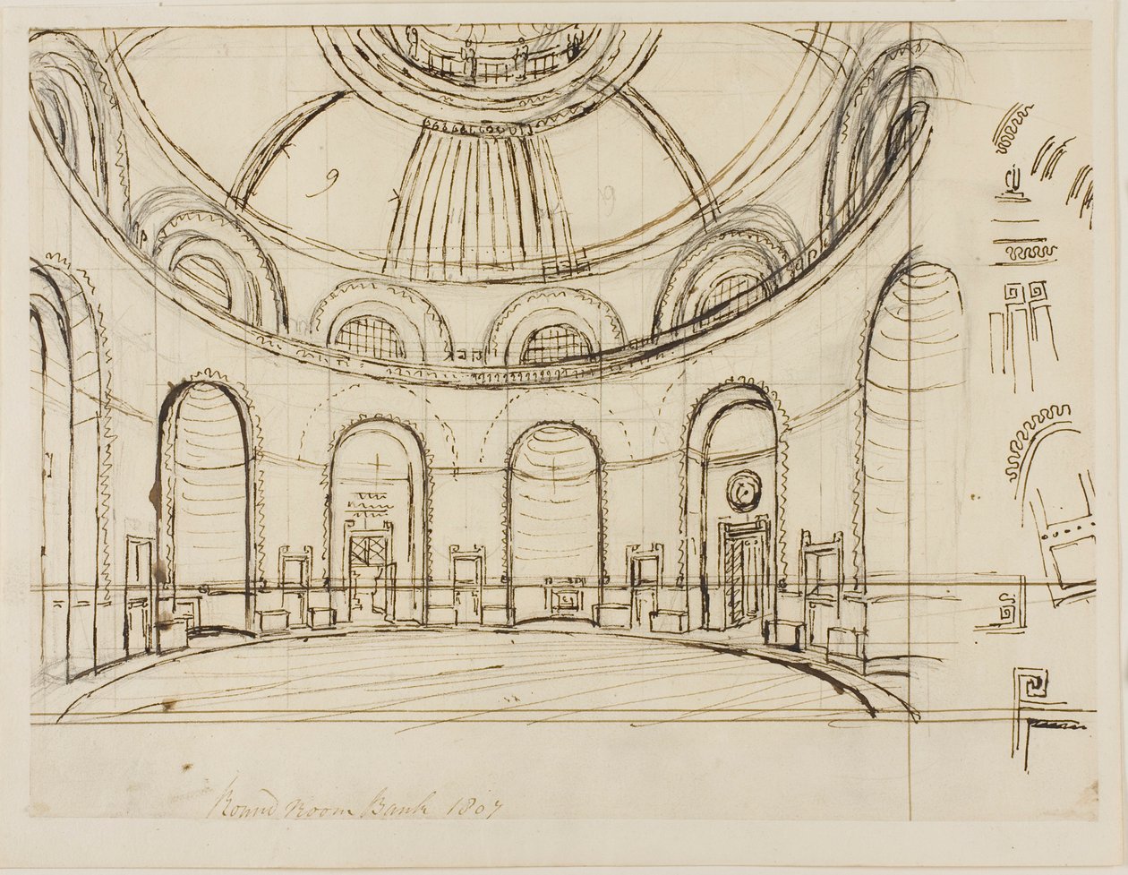 Ronde Kamer Bank door Augustus Charles Pugin