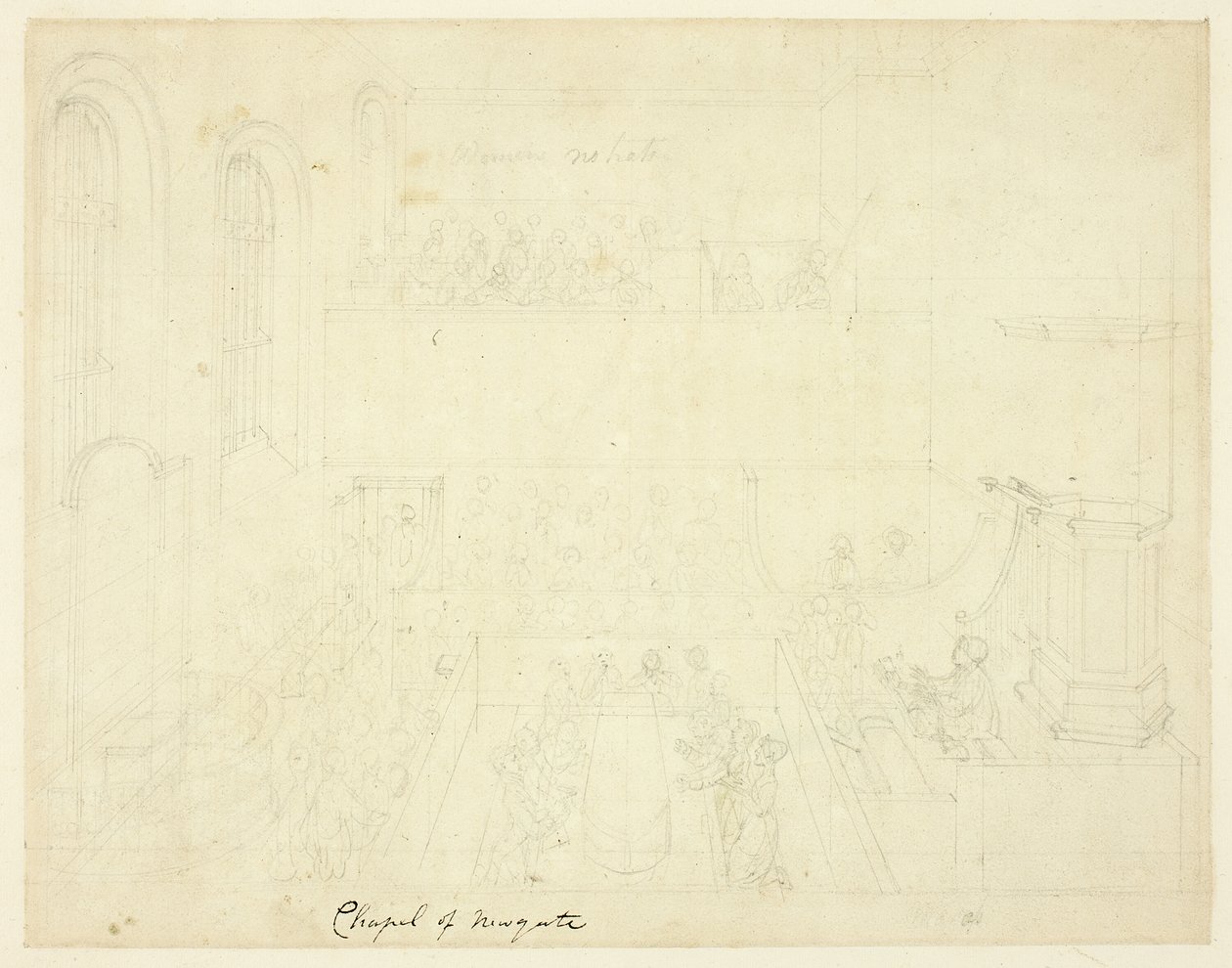 Studie voor kapel van Newgate, uit Microkosmos van Londen door Augustus Charles Pugin