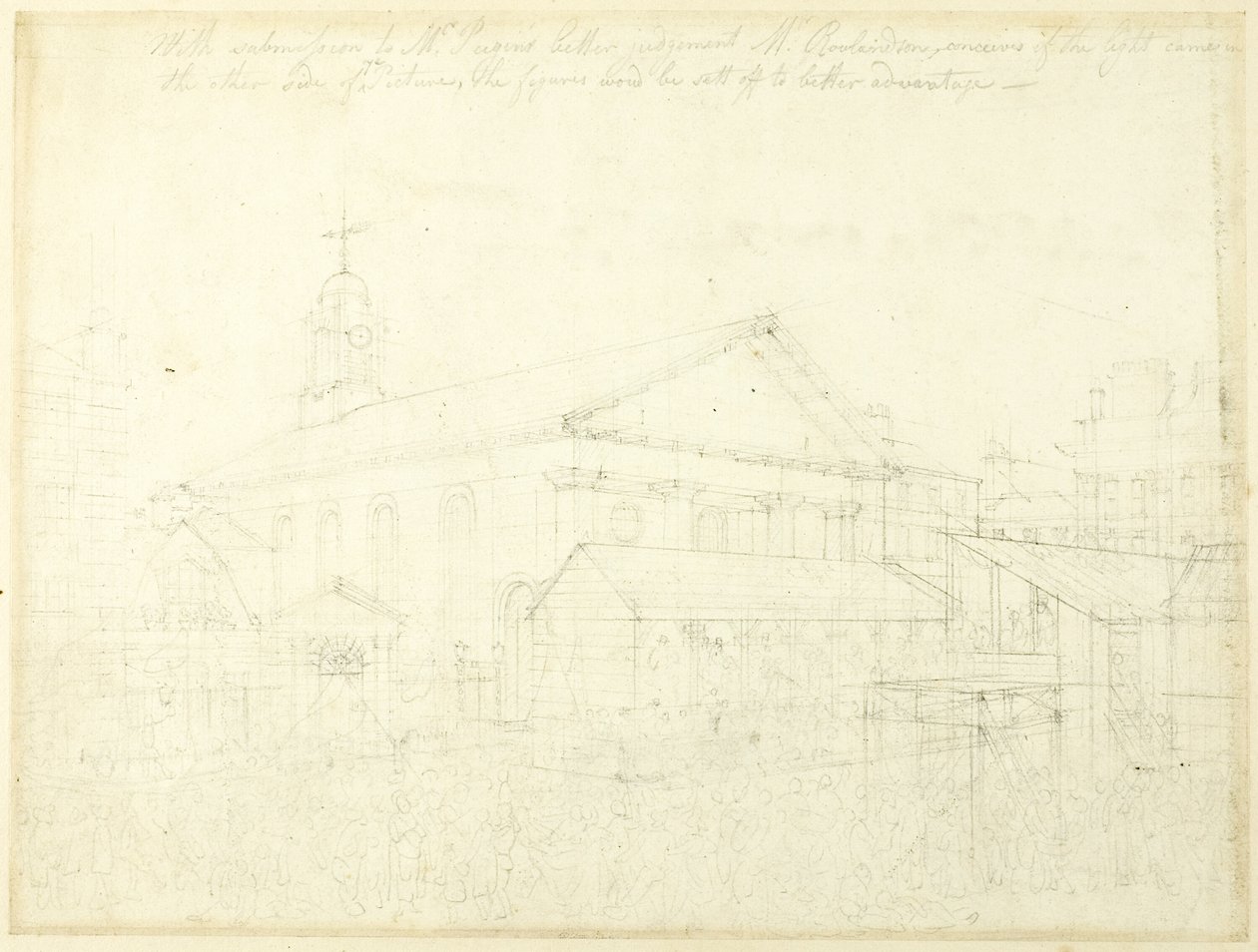 Studie voor Covent Garden Market, Westminster Verkiezing, uit Microkosmos van Londen door Augustus Charles Pugin
