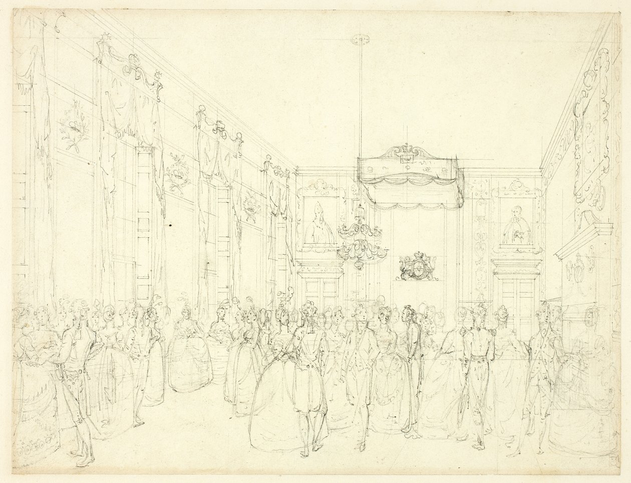 Studie voor de Salon, St. James, uit Microcosm of London door Augustus Charles Pugin
