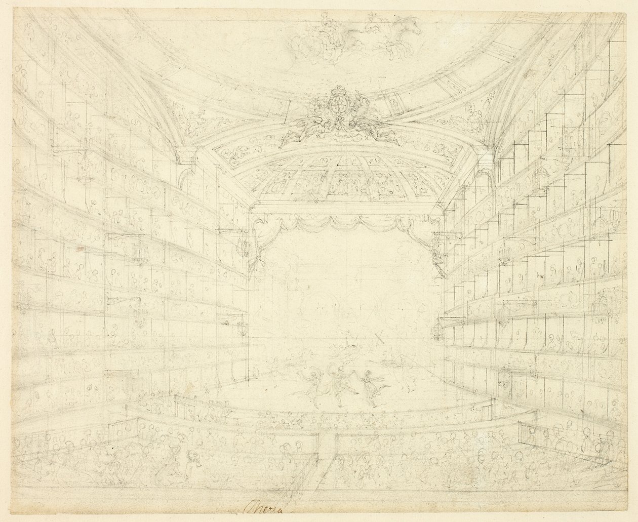 Studie voor Opera House, uit Microcosm of London door Augustus Charles Pugin