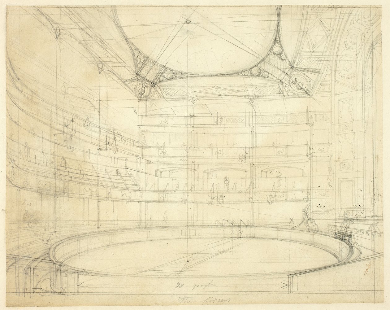 Studie voor Koninklijk Circus, uit Microkosmos van Londen door Augustus Charles Pugin