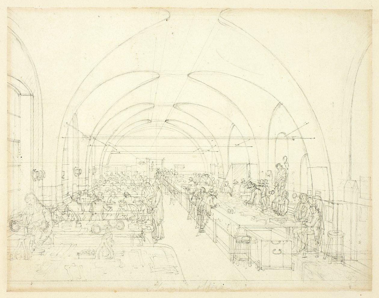Studie voor het postkantoor, uit Microcosm of London door Augustus Charles Pugin