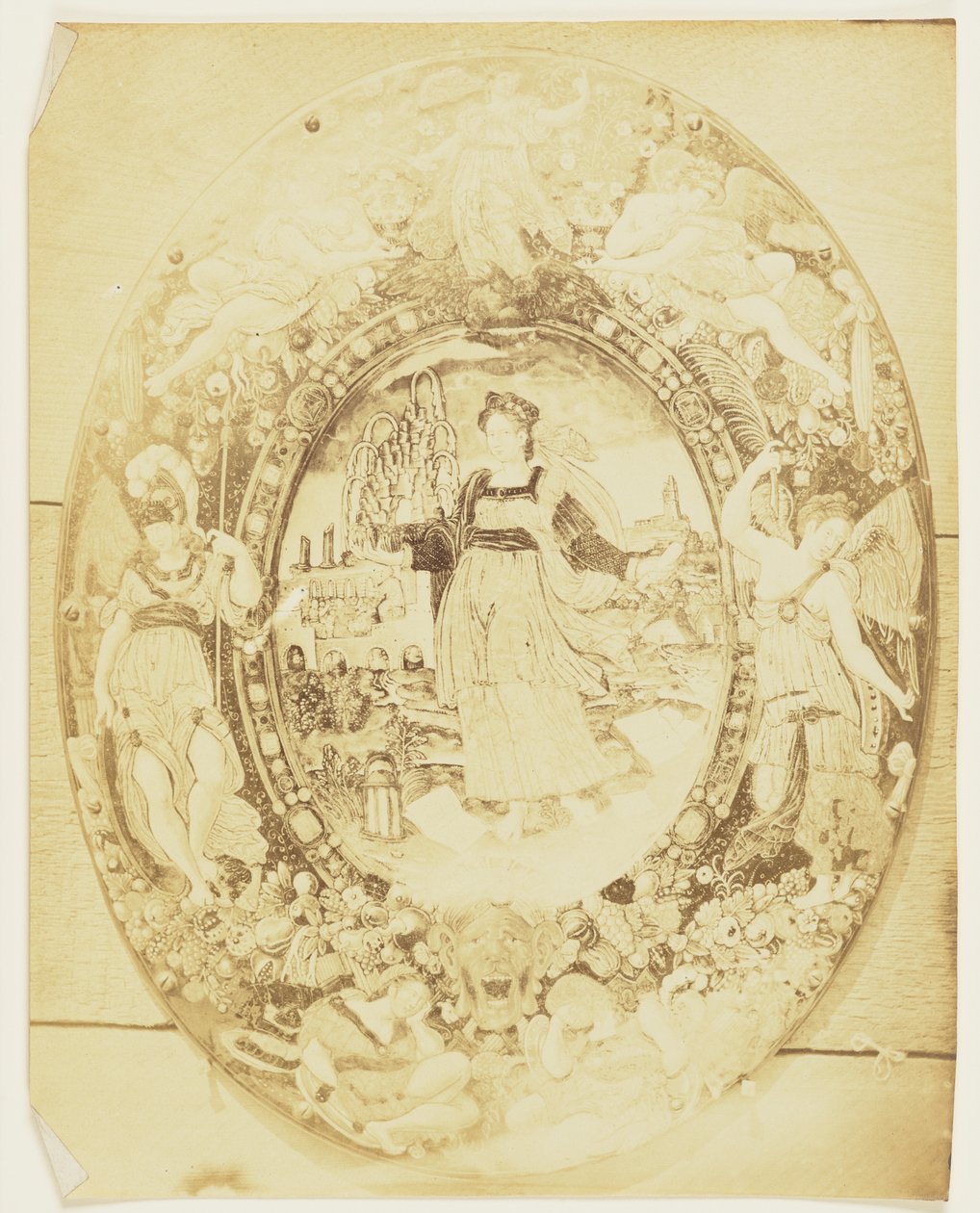 [Plaat met allegorische figuur van Grammar]. door Augustus W. Franks