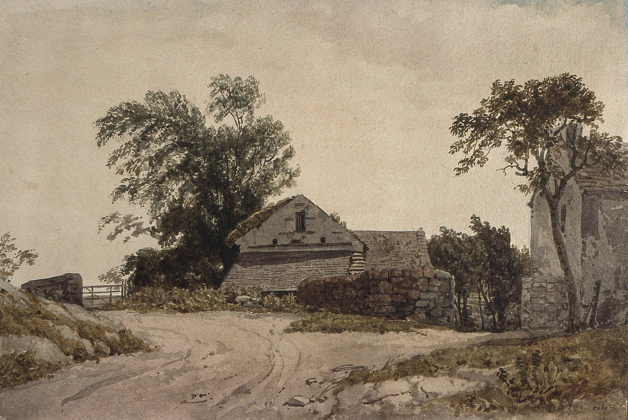 Huisjes langs de weg door Augustus Wall Callcott