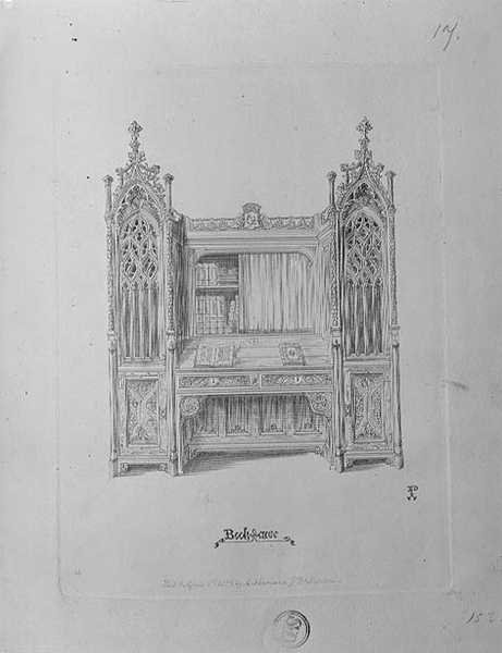 Ontwerp voor een gotische boekenkast, ca. 1835 door Augustus Welby Northmore Pugin